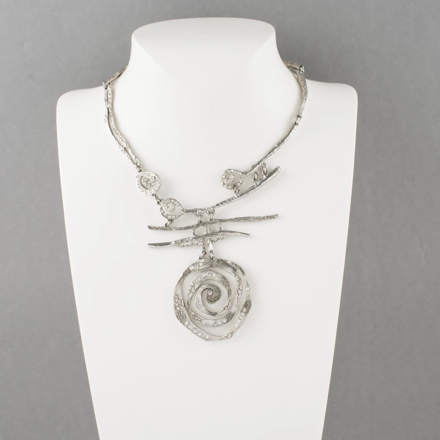 Christian Lacroix Brutalist Silvered Jeweled Choker Necklace 5 Christian Lacroix Brutalist Silvered Jeweled Choker Necklace – Image 3