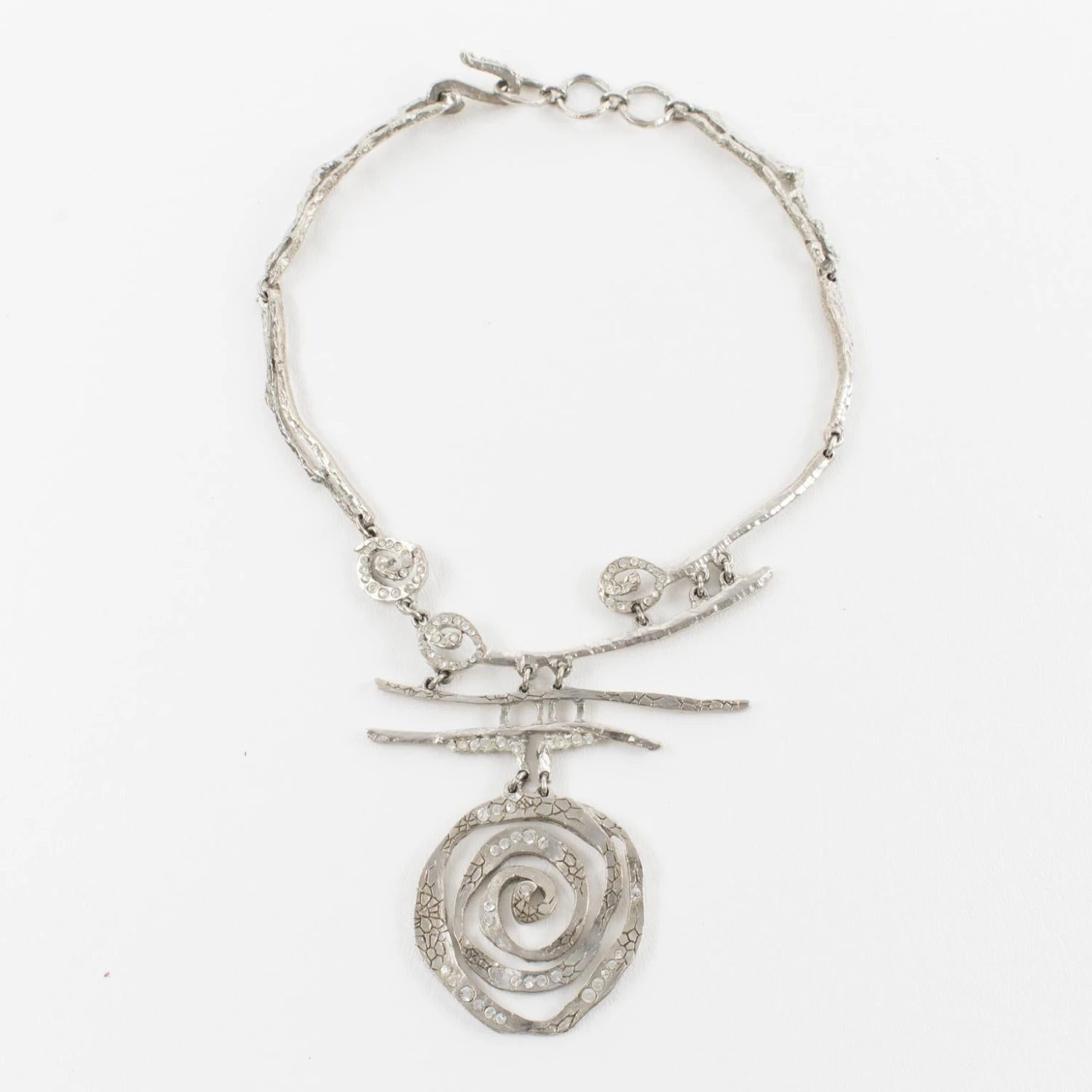 Christian Lacroix Brutalist Silvered Jeweled Choker Necklace 6 Christian Lacroix Brutalist Silvered Jeweled Choker Necklace – Image 4