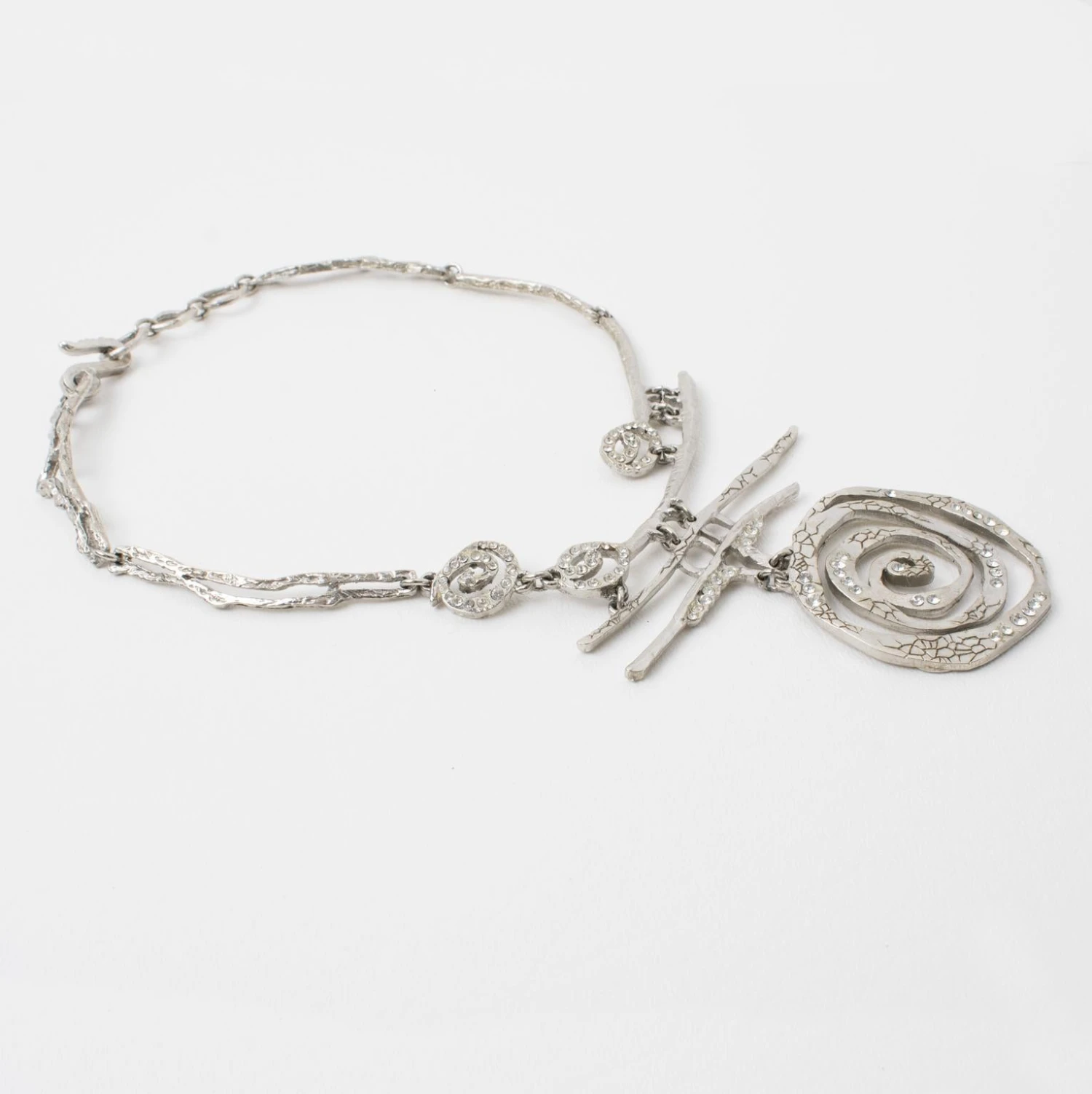 Christian Lacroix Brutalist Silvered Jeweled Choker Necklace 8 Christian Lacroix Brutalist Silvered Jeweled Choker Necklace – Image 6