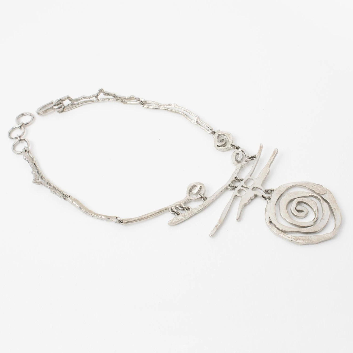 Christian Lacroix Brutalist Silvered Jeweled Choker Necklace 9 Christian Lacroix Brutalist Silvered Jeweled Choker Necklace – Image 7