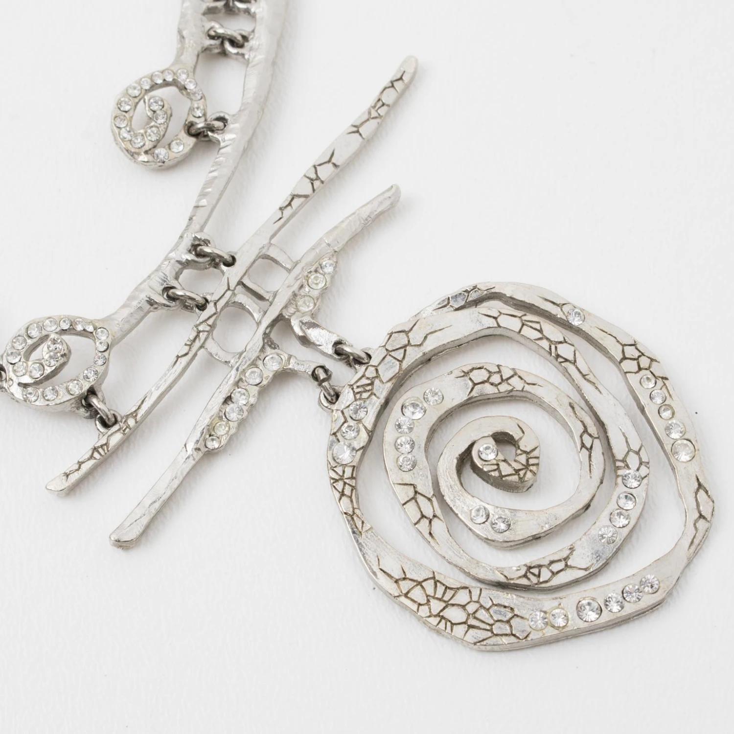 Christian Lacroix Brutalist Silvered Jeweled Choker Necklace 11 Christian Lacroix Brutalist Silvered Jeweled Choker Necklace – Image 9