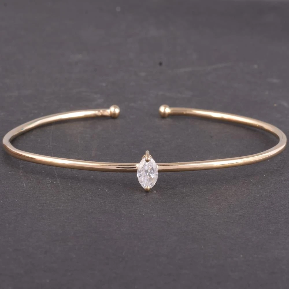 0.47 Carat Solitaire Diamond Bangle Bracelet 18 Karat Yellow Gold Fine Jewelry 5 0.47 Carat Solitaire Diamond Bangle Bracelet 18 Karat Yellow Gold Fine Jewelry – Image 3