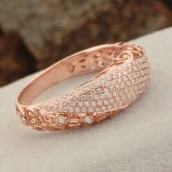 0.70 Carat Diamond Pave Filigree Design Ring Solid 14k Rose Gold Fine Jewelry -Mode Bijouterie Magasin CN 16737 4 master