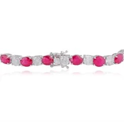 Natural Ruby Gemstone Bracelet Diamond 14 Karat White Gold Handmade Fine Jewelry -Mode Bijouterie Magasin CN 24986 3 master