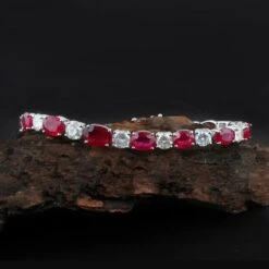 Natural Ruby Gemstone Bracelet Diamond 14 Karat White Gold Handmade Fine Jewelry -Mode Bijouterie Magasin CN 24986 5 master