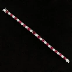 Natural Ruby Gemstone Bracelet Diamond 14 Karat White Gold Handmade Fine Jewelry -Mode Bijouterie Magasin CN 24986 master