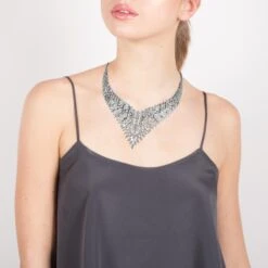 Natural 23.20 Carat Diamond Choker Necklace 18 Karat White Gold Handmade Jewelry -Mode Bijouterie Magasin CN 2721 1 master