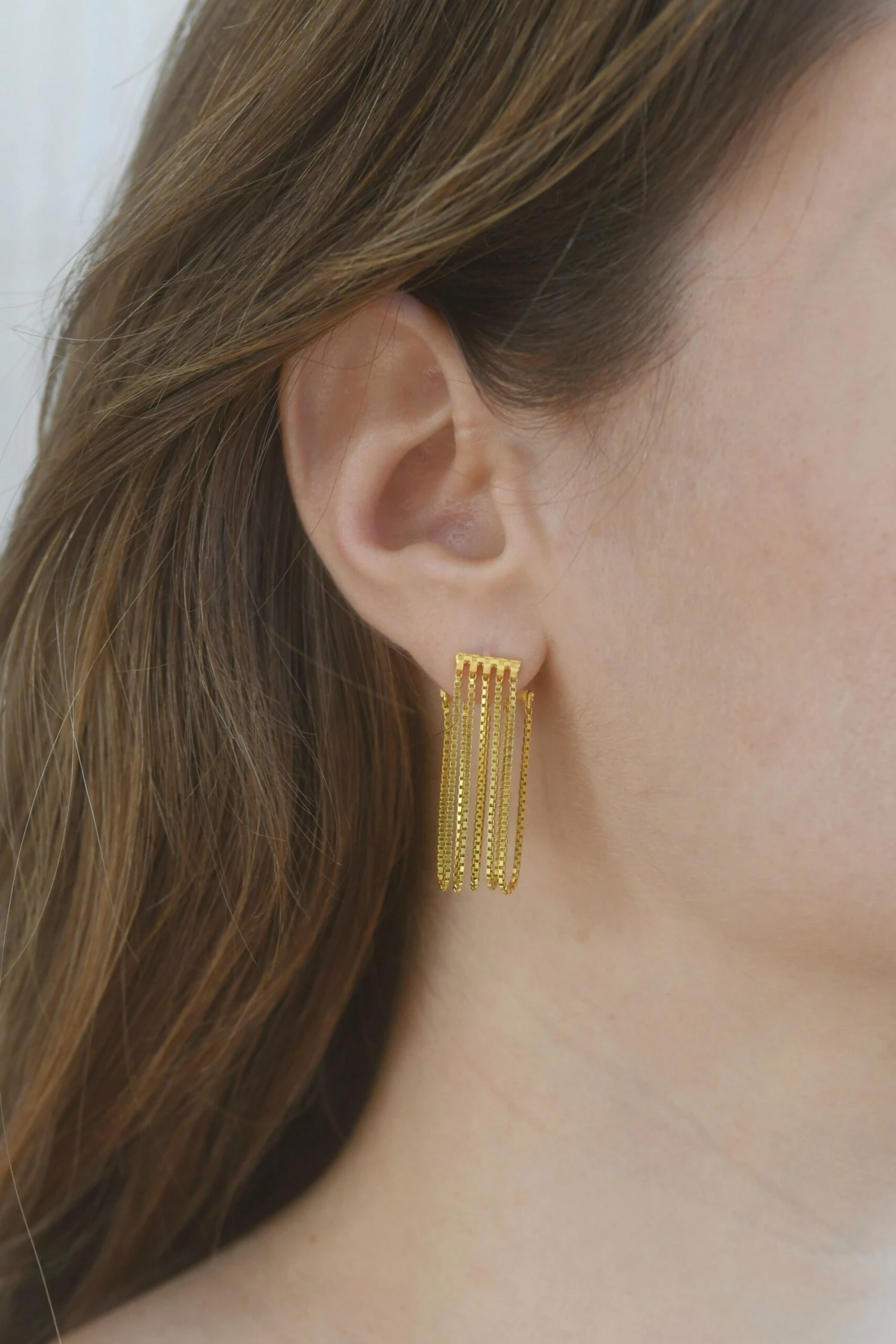 Silver Gold Plated Earrings Box Chain Short Handmade Greek Jewelry 7 Silver Gold Plated Earrings Box Chain Short Handmade Greek Jewelry – Image 5