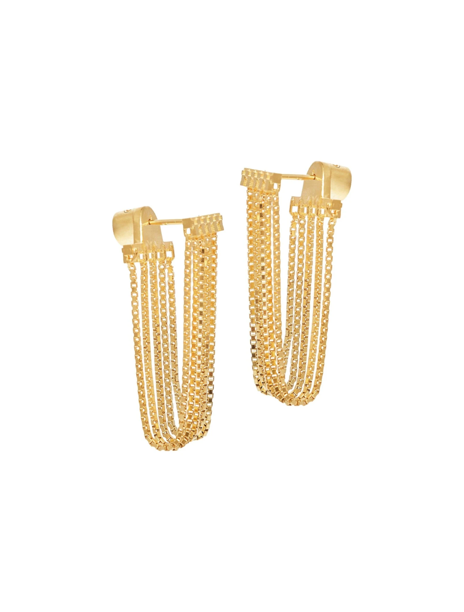 Silver Gold Plated Earrings Box Chain Short Handmade Greek Jewelry 4 Silver Gold Plated Earrings Box Chain Short Handmade Greek Jewelry – Image 2