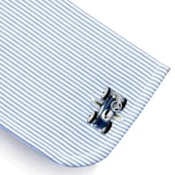 Alex Jona Sterling Silver Blue Enamel Vintage Toy Car Cufflinks -Mode Bijouterie Magasin CUF 1811blu pols master