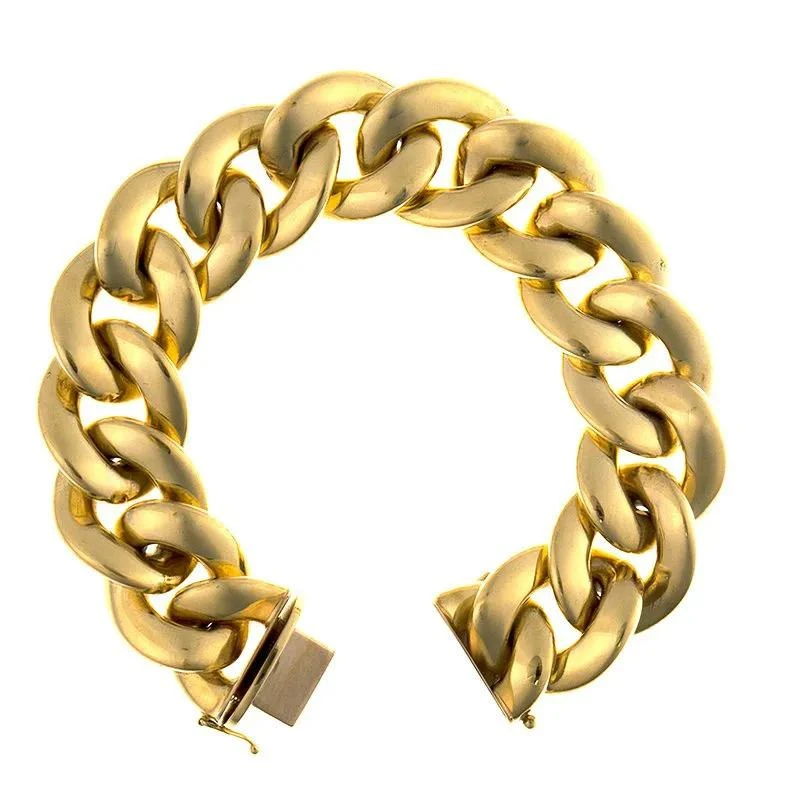Curata Italian 18k Yellow Gold Chunky Curb Link Statement Bracelet 4 Curata Italian 18k Yellow Gold Chunky Curb Link Statement Bracelet – Image 2