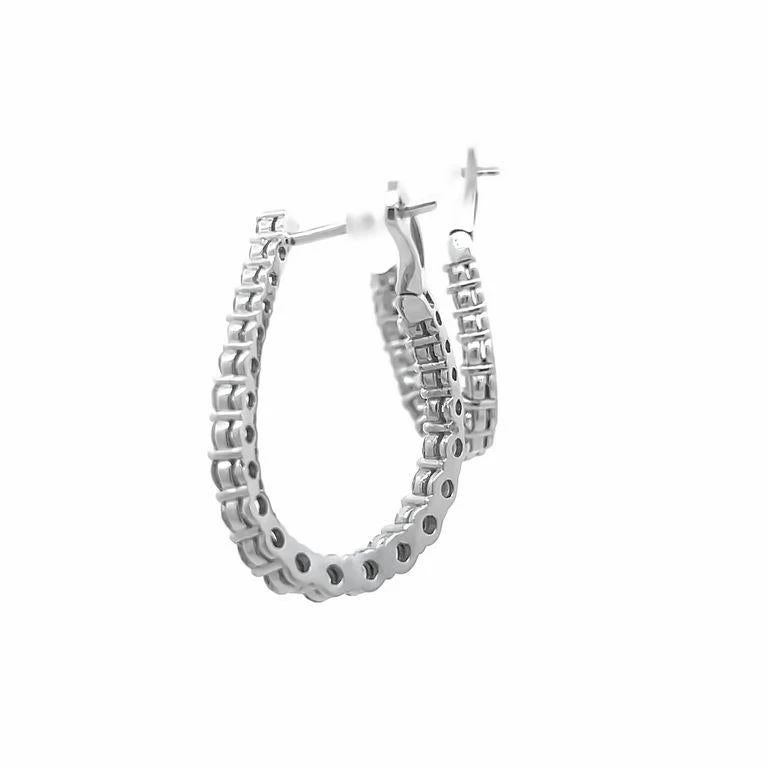 Round Diamonds 2.55 Carat Set In 14K White Gold Lever Back Earrings 7 Round Diamonds 2.55 Carat Set In 14K White Gold Lever Back Earrings – Image 5