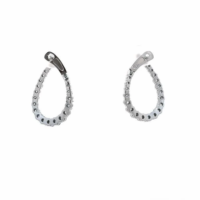 Round Diamonds 2.55 Carat Set In 14K White Gold Lever Back Earrings 8 Round Diamonds 2.55 Carat Set In 14K White Gold Lever Back Earrings – Image 6