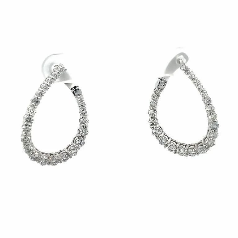 Round Diamonds 2.55 Carat Set In 14K White Gold Lever Back Earrings 9 Round Diamonds 2.55 Carat Set In 14K White Gold Lever Back Earrings – Image 7