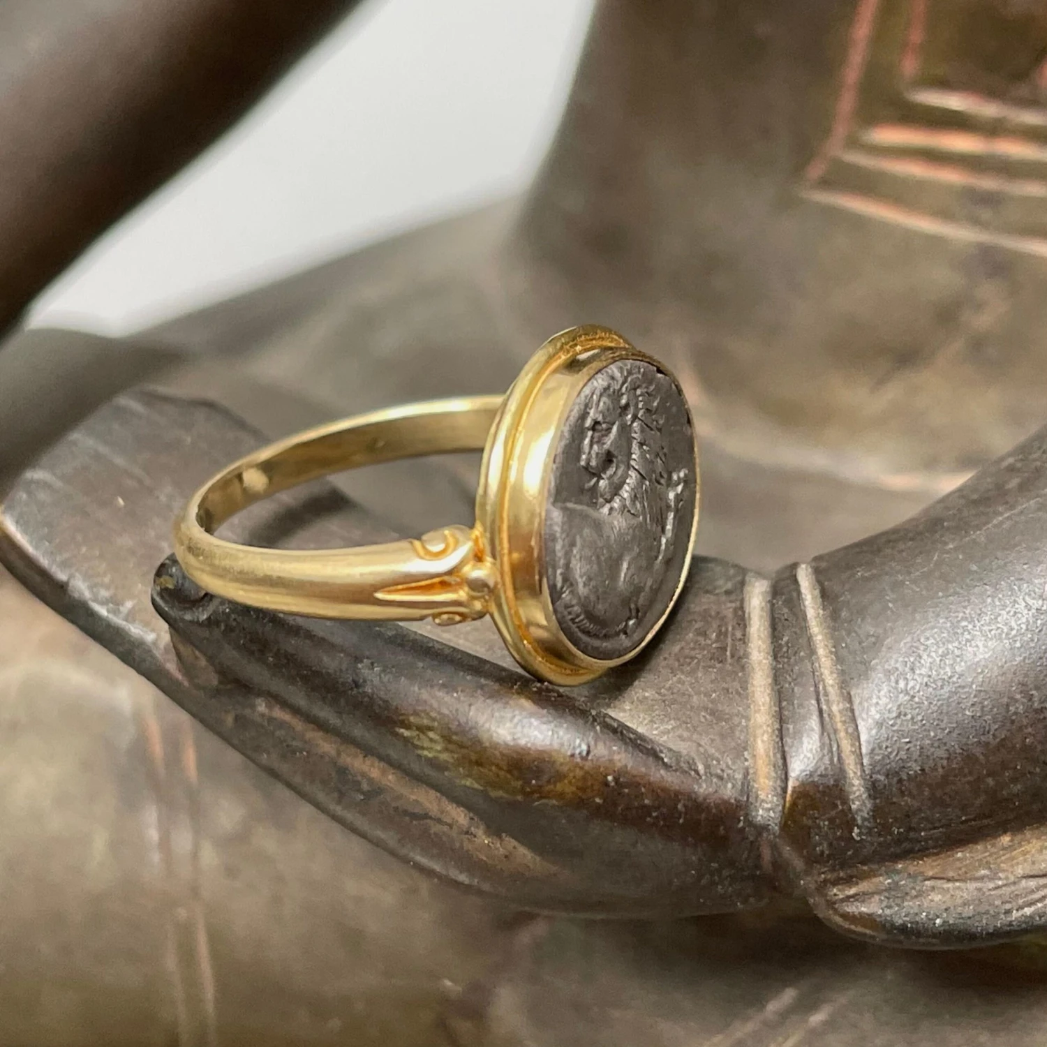 Ancient Greek 4th Century BC Lion Coin 18K Gold Ring 9 Ancient Greek 4th Century BC Lion Coin 18K Gold Ring – Image 7