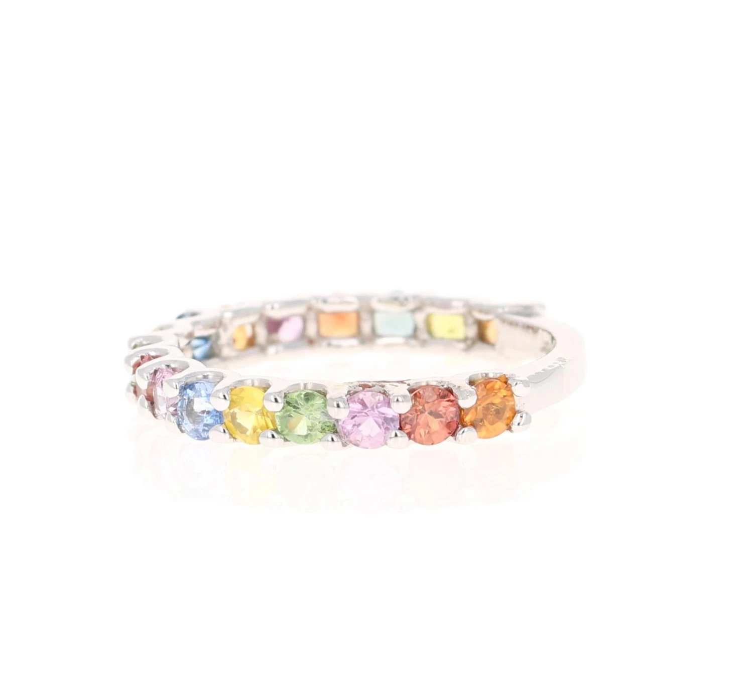 1.68 Carat Multi Color Sapphire White Gold Band 5 1.68 Carat Multi Color Sapphire White Gold Band – Image 3