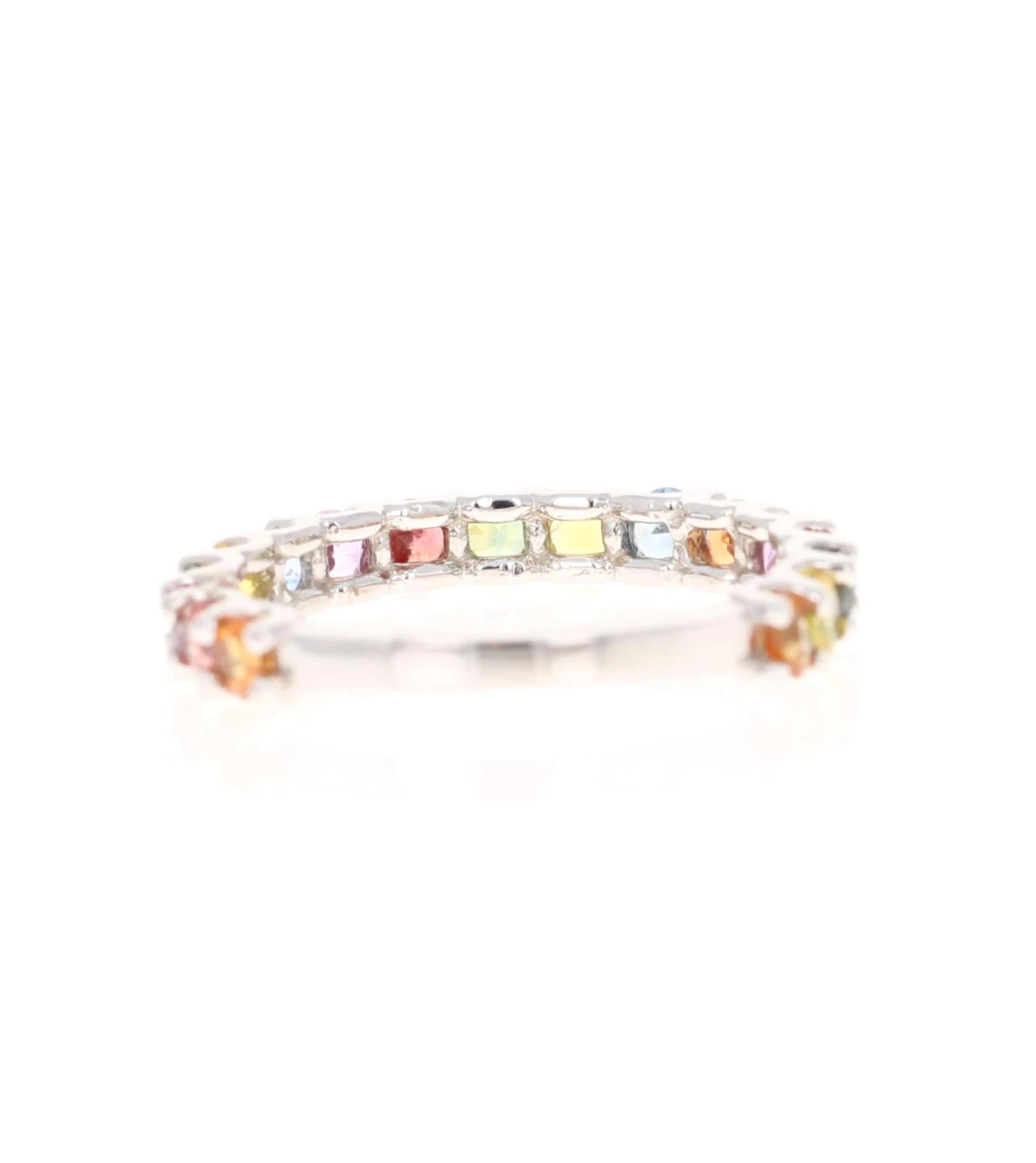 1.68 Carat Multi Color Sapphire White Gold Band 6 1.68 Carat Multi Color Sapphire White Gold Band – Image 4