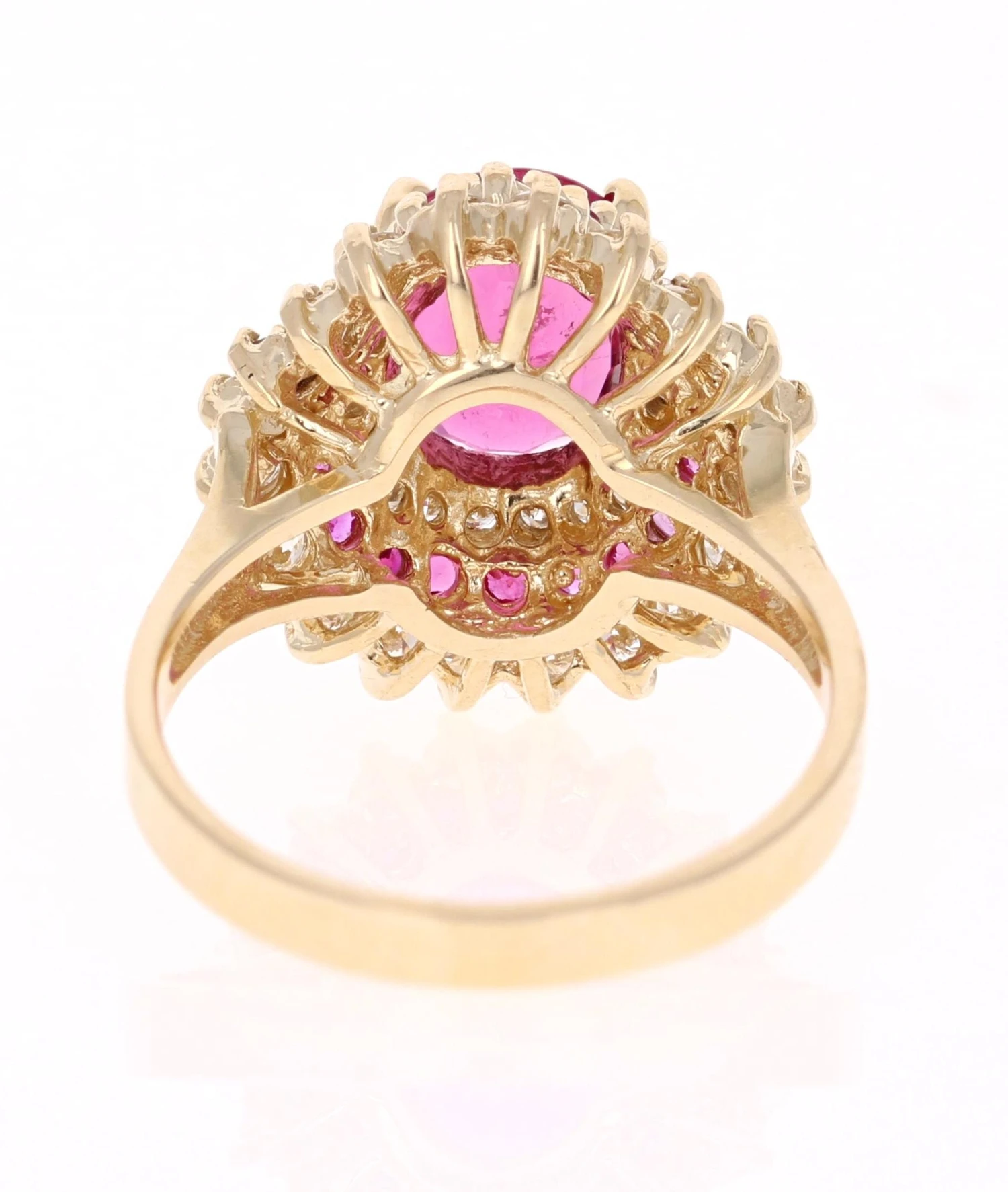 3.03 Carat Tourmaline Sapphire Diamond Yellow Gold Ring 6 3.03 Carat Tourmaline Sapphire Diamond Yellow Gold Ring – Image 4