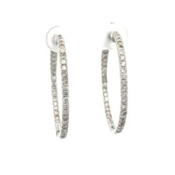 Diamond Inside-Out Hoops Earrings 1.50 Carat In 14k White Gold 13 Diamond Inside-Out Hoops Earrings 1.50 Carat In 14k White Gold -Mode Bijouterie Magasin DH1006 5 master