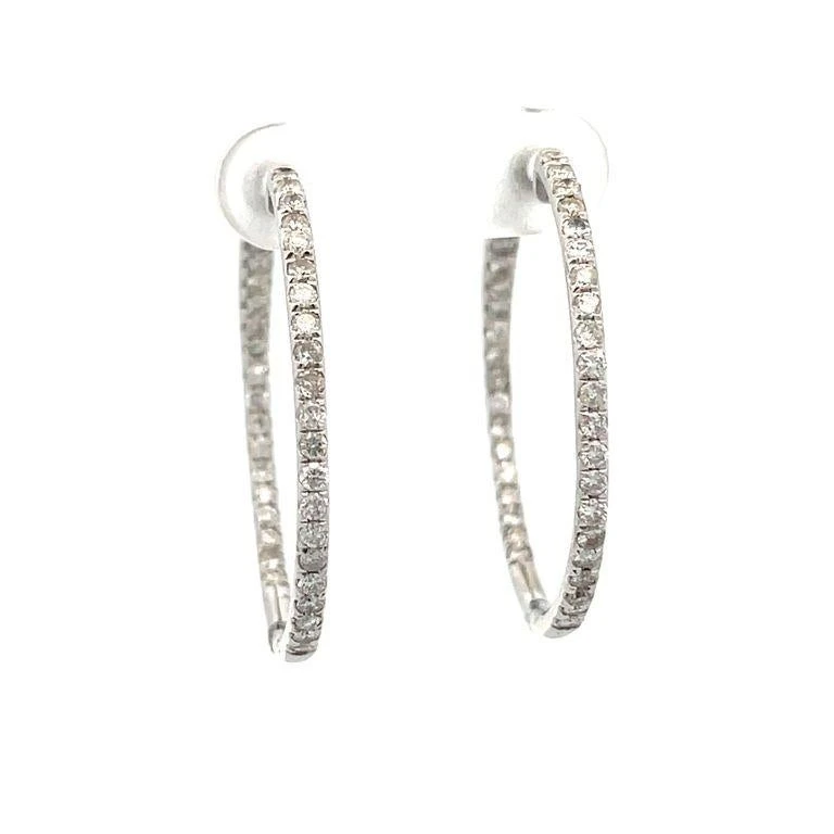 Diamond Inside-Out Hoops Earrings 1.50 Carat In 14k White Gold 7 Diamond Inside-Out Hoops Earrings 1.50 Carat In 14k White Gold – Image 5