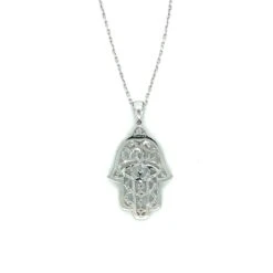 18 K White Gold Diamonds Protection Hand Necklace -Mode Bijouterie Magasin DINL12328W Protection Hand 3 master