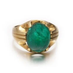 Unknown 18kt. Yellow Gold Dome 7.50 Ct. Cabochon Emerald Ring -Mode Bijouterie Magasin DSC00673 master