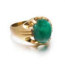 Unknown 18kt. Yellow Gold Dome 7.50 Ct. Cabochon Emerald Ring -Mode Bijouterie Magasin DSC00674 master
