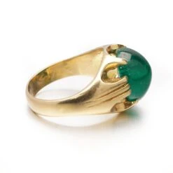 Unknown 18kt. Yellow Gold Dome 7.50 Ct. Cabochon Emerald Ring -Mode Bijouterie Magasin DSC00675 master