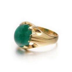 Unknown 18kt. Yellow Gold Dome 7.50 Ct. Cabochon Emerald Ring -Mode Bijouterie Magasin DSC00677 master