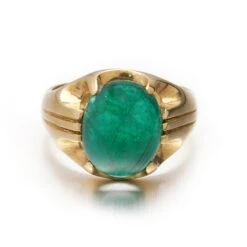 Unknown 18kt. Yellow Gold Dome 7.50 Ct. Cabochon Emerald Ring -Mode Bijouterie Magasin DSC00678 master