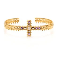 Unknown Jade Jagger Amethyst Madonna 18 Karat Yellow Gold Cross Bracelet -Mode Bijouterie Magasin DSC01216 master 1