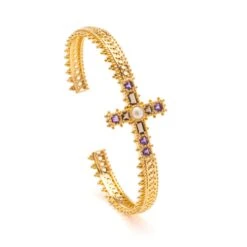 Unknown Jade Jagger Amethyst Madonna 18 Karat Yellow Gold Cross Bracelet -Mode Bijouterie Magasin DSC01221 master