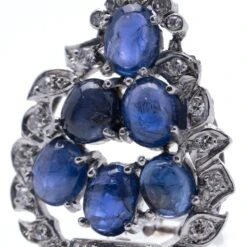 Unknown 18k Gold Leaf-Shaped Earrings With Natural Cabochon Sapphires And Diamonds 12 Unknown 18k Gold Leaf-Shaped Earrings With Natural Cabochon Sapphires And Diamonds -Mode Bijouterie Magasin DSC01269 master