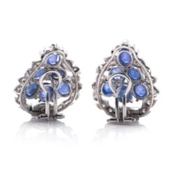 Unknown 18k Gold Leaf-Shaped Earrings With Natural Cabochon Sapphires And Diamonds 15 Unknown 18k Gold Leaf-Shaped Earrings With Natural Cabochon Sapphires And Diamonds -Mode Bijouterie Magasin DSC01271 master