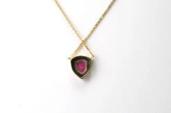 14 Karat Yellow Gold Tourmaline Watermelon Necklace -Mode Bijouterie Magasin DSC01412 master