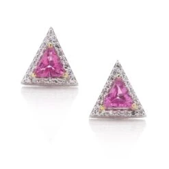 Unknown 18 Karat White And Yellow Gold Pair Of 2.04-Carat Triangle-Shaped Stud Earrings -Mode Bijouterie Magasin DSC020271 master