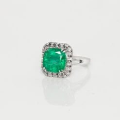 IGI 18K 3.95 Carat Natural Emerald&Diamonds Antique Art Deco Engagement Ring 14 IGI 18K 3.95 Carat Natural Emerald&Diamonds Antique Art Deco Engagement Ring -Mode Bijouterie Magasin DSC0210 master