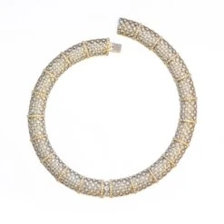 Unknown 22.01ct Diamond 18 Carat White And Yellow Gold Honeycomb Collar Necklace 10 Unknown 22.01ct Diamond 18 Carat White And Yellow Gold Honeycomb Collar Necklace -Mode Bijouterie Magasin DSC02739 copy master