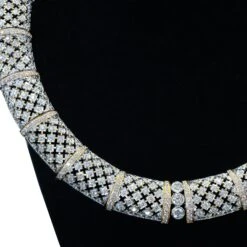 Unknown 22.01ct Diamond 18 Carat White And Yellow Gold Honeycomb Collar Necklace 13 Unknown 22.01ct Diamond 18 Carat White And Yellow Gold Honeycomb Collar Necklace -Mode Bijouterie Magasin DSC02836 copy master