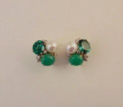 Michael Kneebone Chrysoprase Green Topaz Diamond South Seas Pearl Earrings -Mode Bijouterie Magasin DSC06321 master