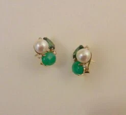 Michael Kneebone Chrysoprase Green Topaz Diamond South Seas Pearl Earrings -Mode Bijouterie Magasin DSC06329 master
