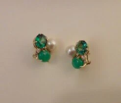 Michael Kneebone Chrysoprase Green Topaz Diamond South Seas Pearl Earrings -Mode Bijouterie Magasin DSC06331 master