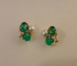 Michael Kneebone Chrysoprase Green Topaz Diamond South Seas Pearl Earrings -Mode Bijouterie Magasin DSC06332 master