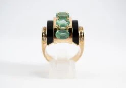 Art Deco Style 5.15 Carat White Diamond Emerald Onyx Yellow Gold Cocktail Ring -Mode Bijouterie Magasin DSC 0046 master