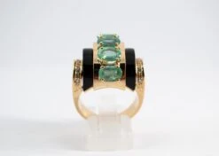 Art Deco Style 5.15 Carat White Diamond Emerald Onyx Yellow Gold Cocktail Ring -Mode Bijouterie Magasin DSC 0047 master