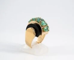 Art Deco Style 5.15 Carat White Diamond Emerald Onyx Yellow Gold Cocktail Ring -Mode Bijouterie Magasin DSC 0048 master