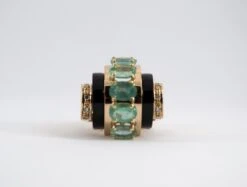Art Deco Style 5.15 Carat White Diamond Emerald Onyx Yellow Gold Cocktail Ring -Mode Bijouterie Magasin DSC 0051 master