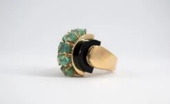 Art Deco Style 5.15 Carat White Diamond Emerald Onyx Yellow Gold Cocktail Ring -Mode Bijouterie Magasin DSC 0053 master