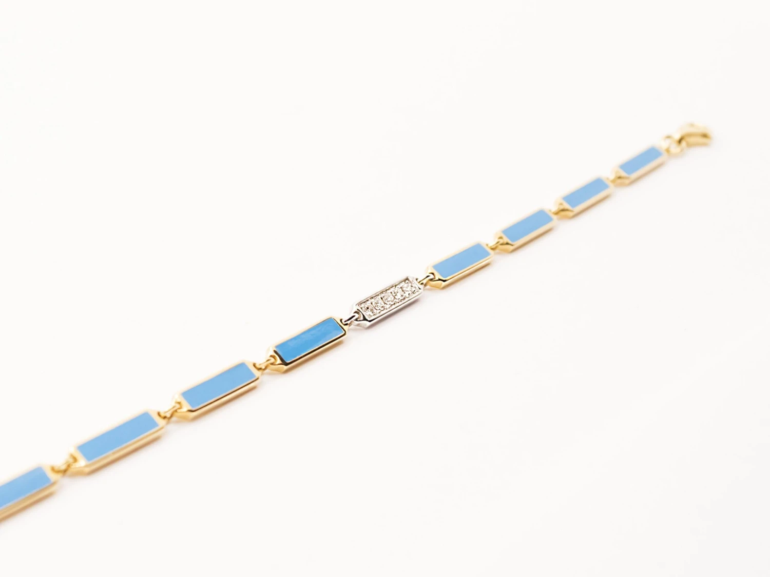 Unknown 18 Kt Yellow Gold Enamel And Diamond Bracelet 4 Unknown 18 Kt Yellow Gold Enamel And Diamond Bracelet – Image 2