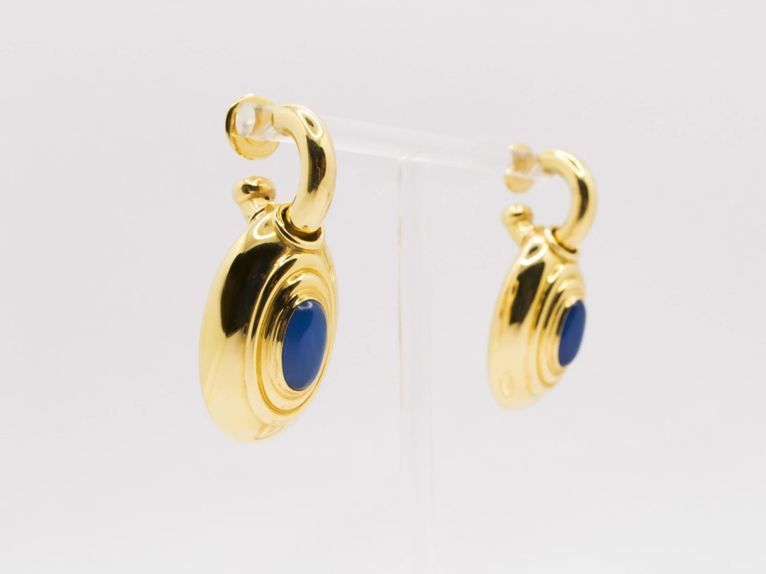 Unknown 18 Kt Yellow Gold And Blue Agate Earrings 9 Unknown 18 Kt Yellow Gold And Blue Agate Earrings – Image 7